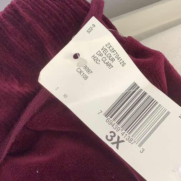 Jones New York cozy velour pants new 3x burgundy - Picture 5 of 5